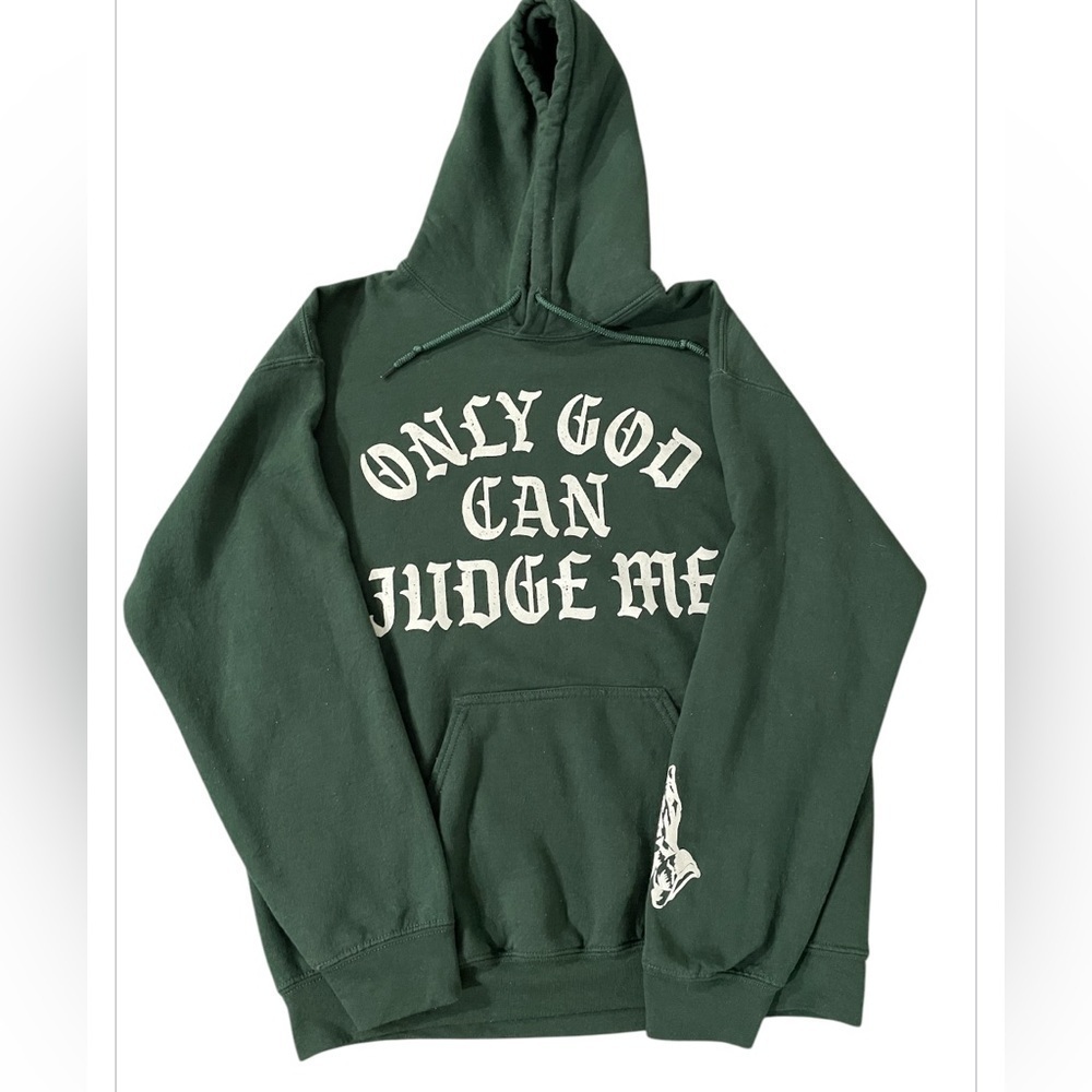 Gildan Men Green Jacket Only God Can Judge Me Size Medium - Picture 2 of 10